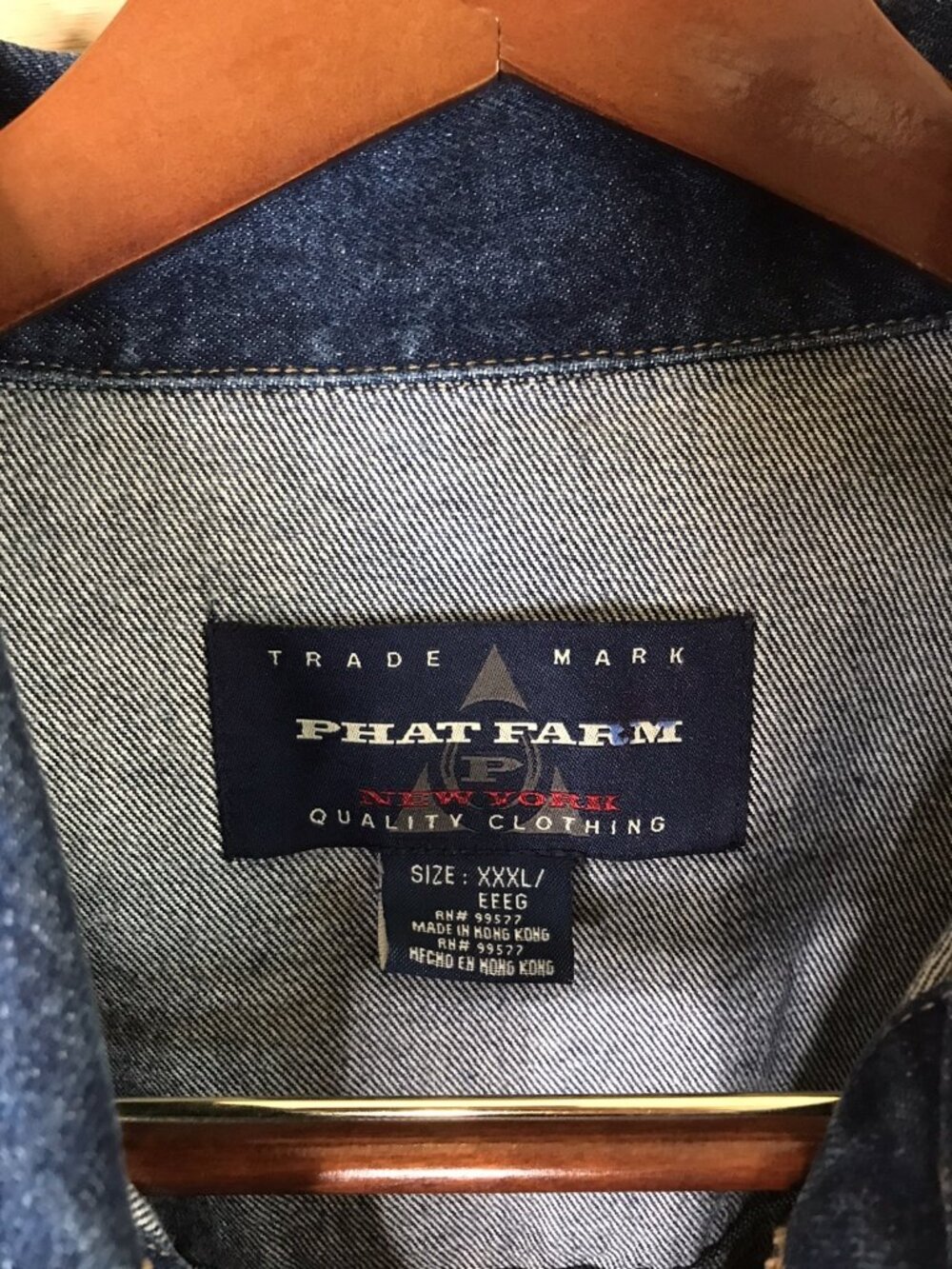 Phat Farm Logo Urban Hip Hop 90's Denim Blue Jean Jacket Mens sz XXXL Clean 3XL - Picture 7 of 7